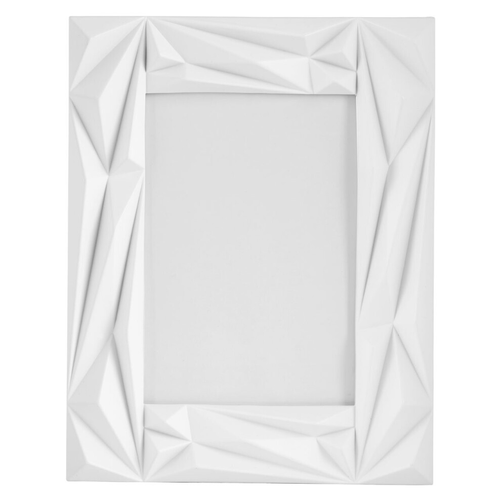 Premier Housewares White Photo Frame / Frames Geometric Design Picture Frames For Wall Contemporary Rectangular Photo Frames For Bedroom / Living Room