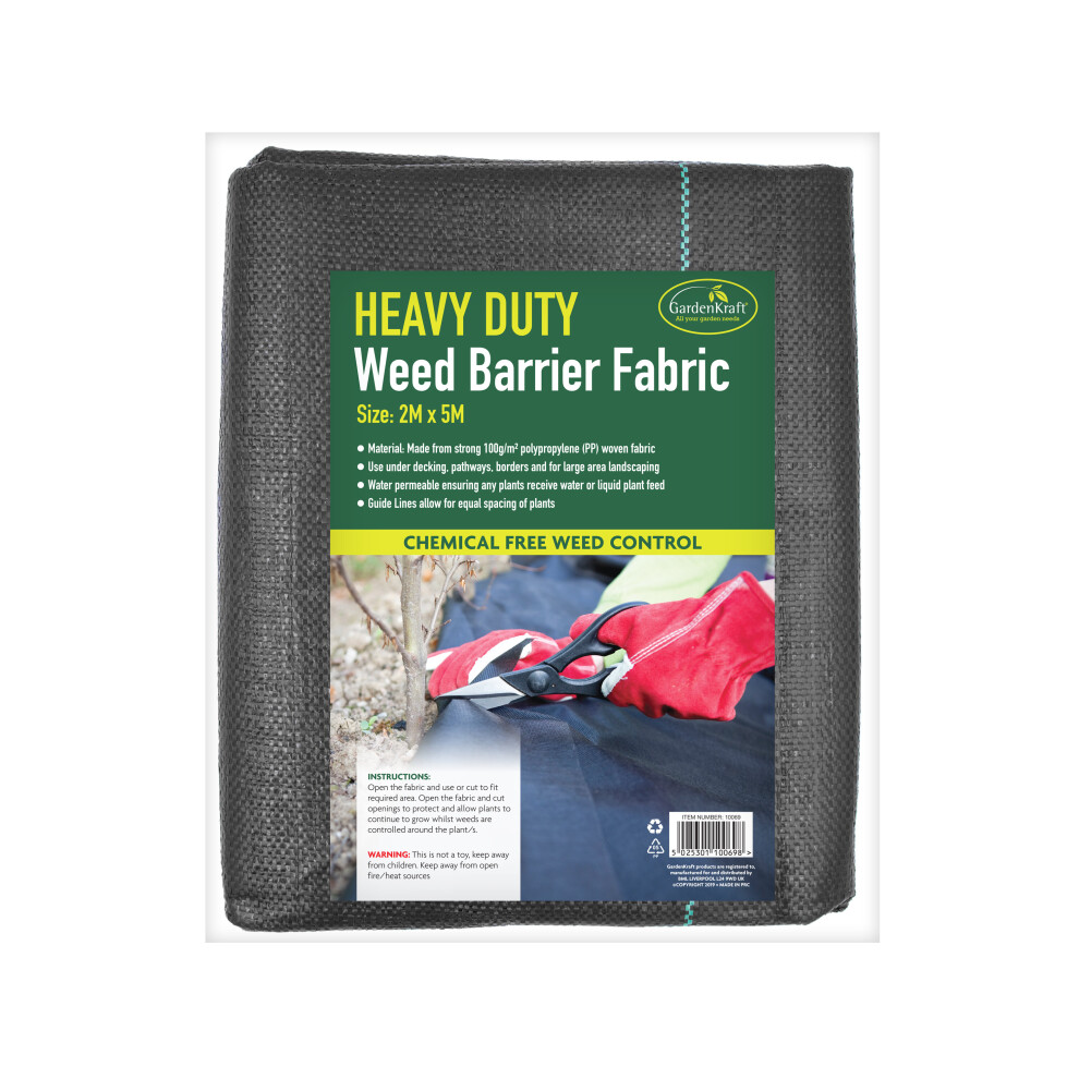 (10 Metres) GardenKraft Heavy Duty Multi-Purpose Weed Control Fabric