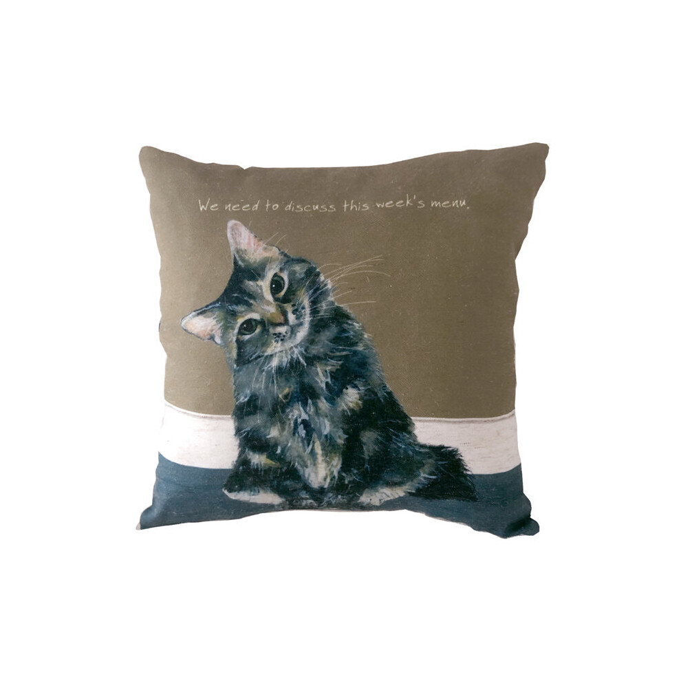 Tabby Cat This Week's Menu Cushion Little Dog Laughed Gift 40cm x 40cm Square