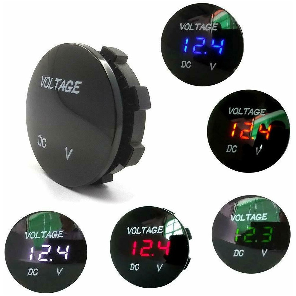 (Green) Digital Voltmeter Motorcycle DC 12V-24V Panel Tester LED Display Car Voltmeter