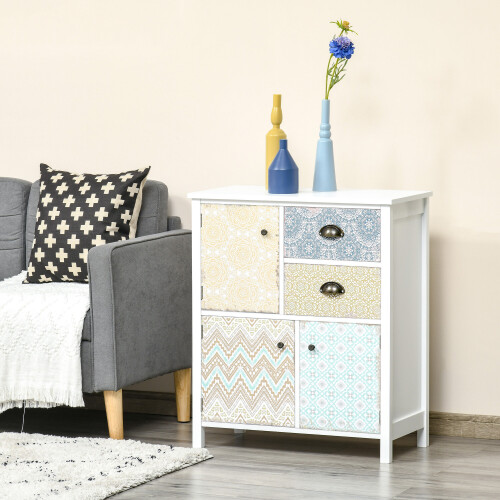 Homcom HOMCOM 5 Drawer Table Multi-purpose Storage Chest Sideboard Retro Style Entryway 2