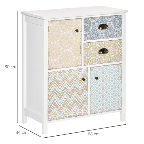 Homcom HOMCOM 5 Drawer Table Multi-purpose Storage Chest Sideboard Retro Style Entryway 1