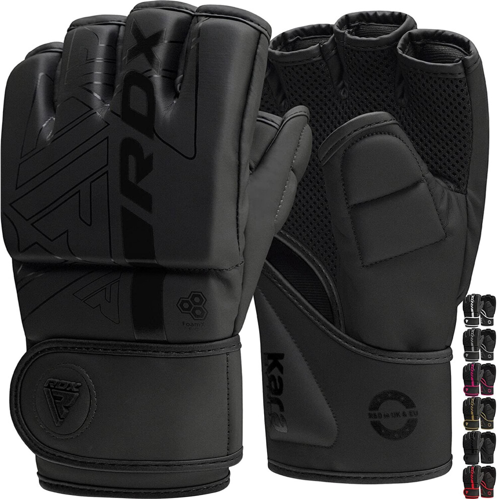 (Medium, Black) RDX MMA Gloves for Grappling and Sparring