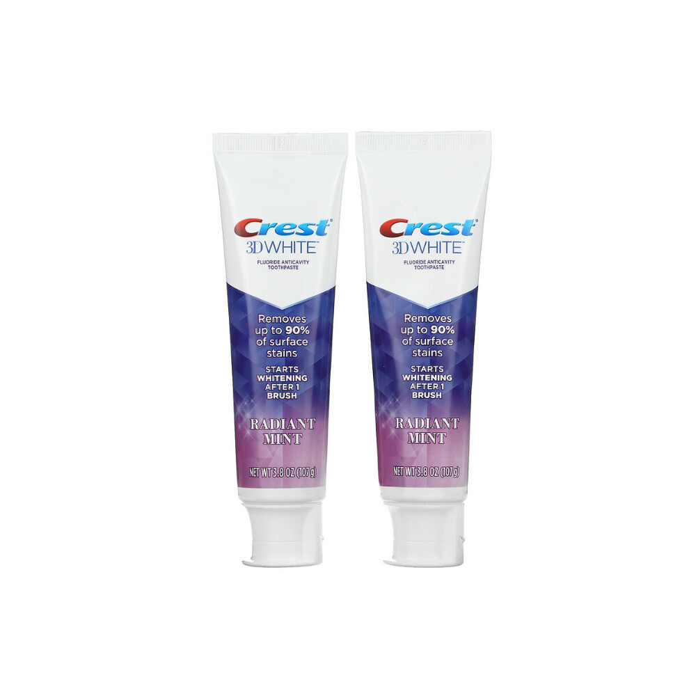 Crest, 3D White, Fluoride Anticavity Toothpaste, Radiant Mint, 2 Pack