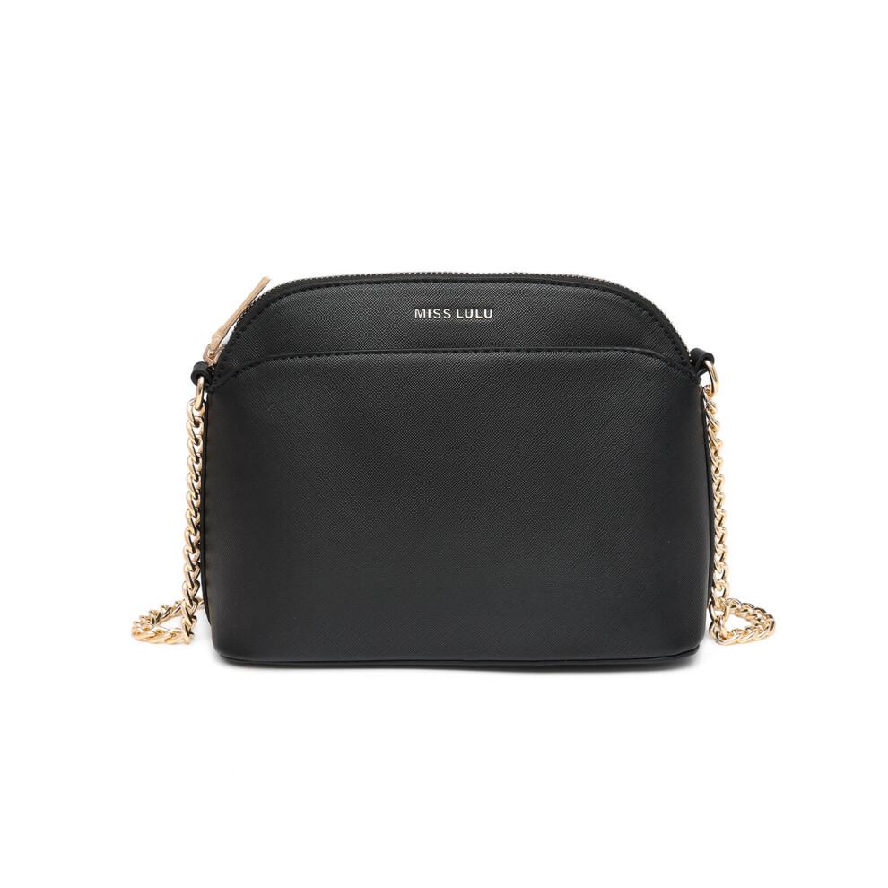 (Black) Miss Lulu LT2101 Cross-body Sleek Handbag