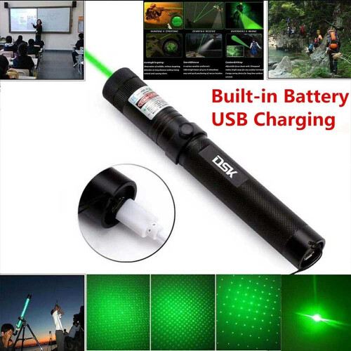 990 Miles 532nm Green Laser Pointer Pen Light High Beam Lazer+2x  Battery+Charger