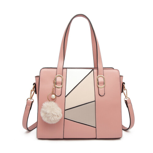 Miss Lulu (Pink) Miss Lulu LG2051 Colour Block Cross-Body Handbag 1