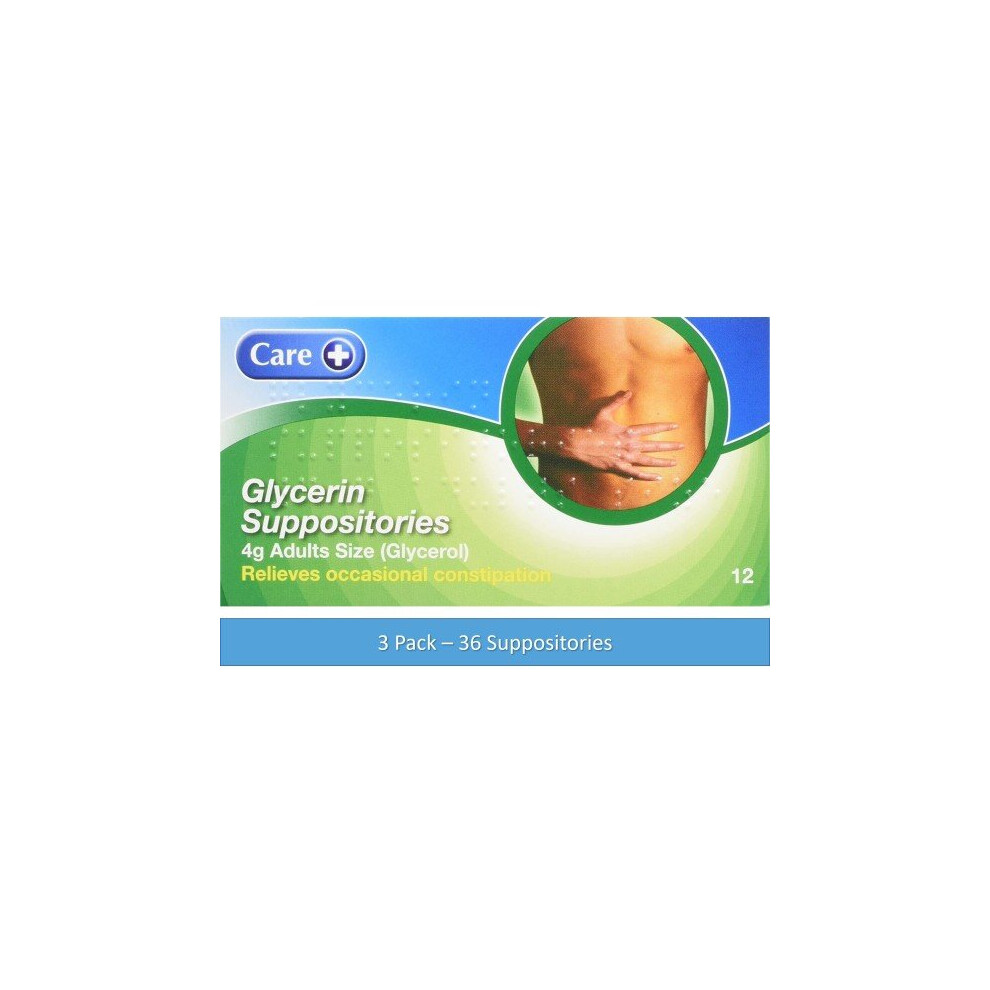 Care Glycerin 4g 12 Adults Suppositories - Pack of 3