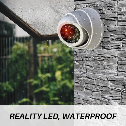 2 x Dummy CCTV Cameras White Dome Security Camera With Red LED 2