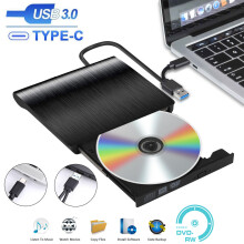 External CD DVD Drive for PC Laptop, DVD Player CD Burner Type C USB 3.0 Portable CD DVD  +/-RW External Disk Drive Optical Drive Slim CD DVD ROM