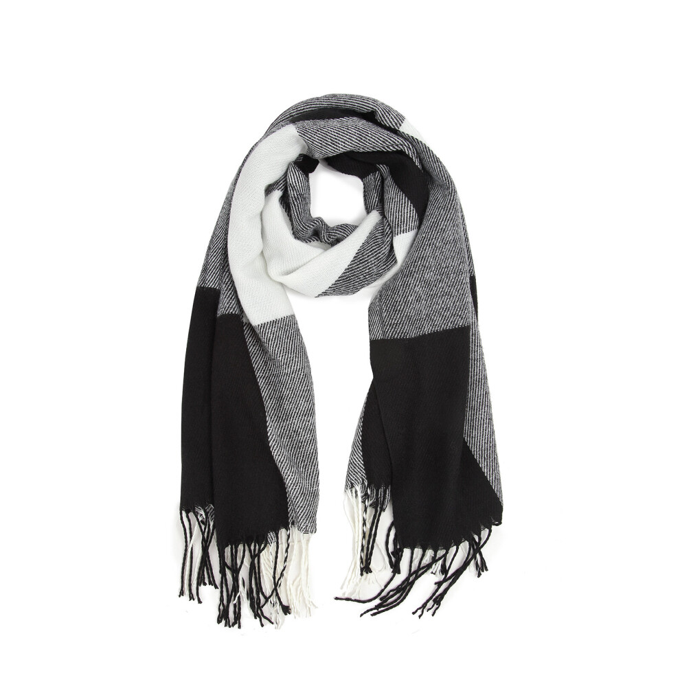 (Black) Miss Lulu woman  Warm Lattice Large scarf