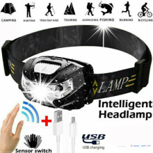 Lampe frontale étanche Super Bright Head Torch USB Rechargeable Headlamp