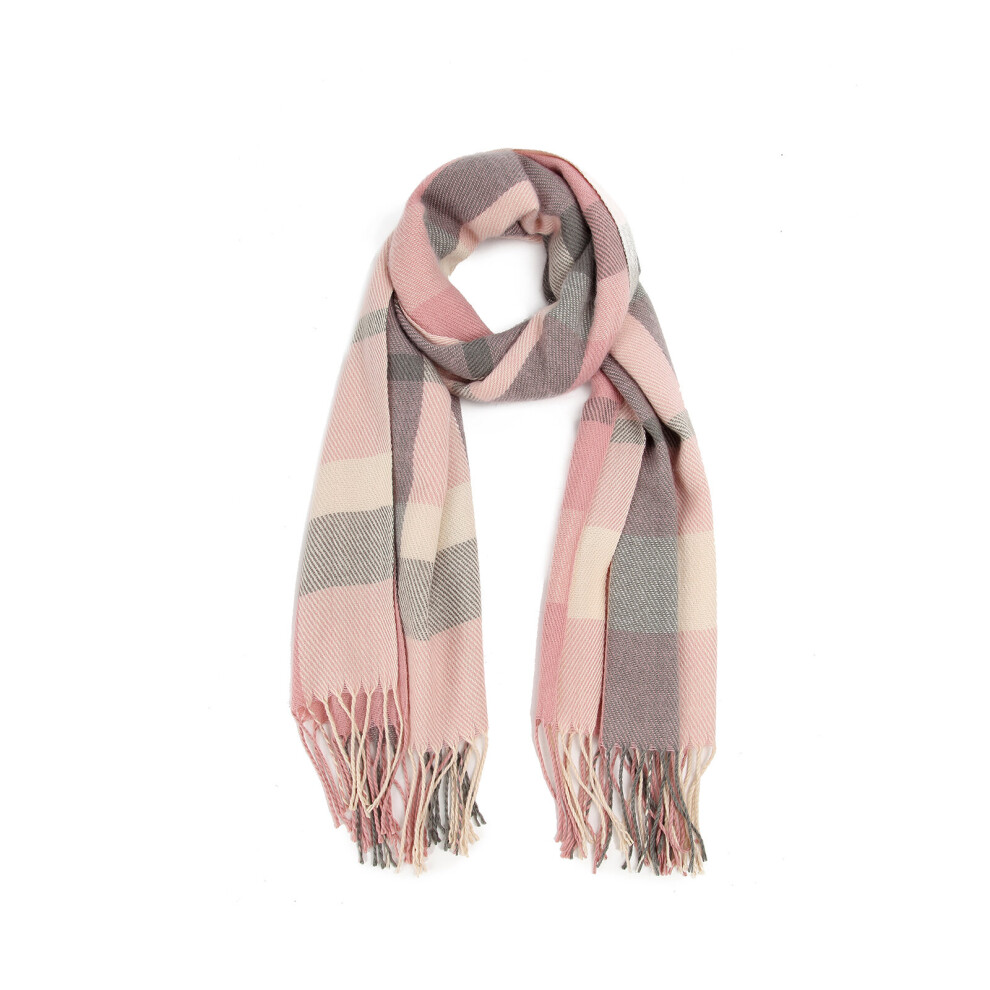 (Pink) Miss Lulu woman  Warm Lattice Large scarf