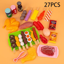 (Simulated Food 27Pcs) Barbecue Pretend Play Food Kids Toy Set House Simulation Kitchen Food Assembling