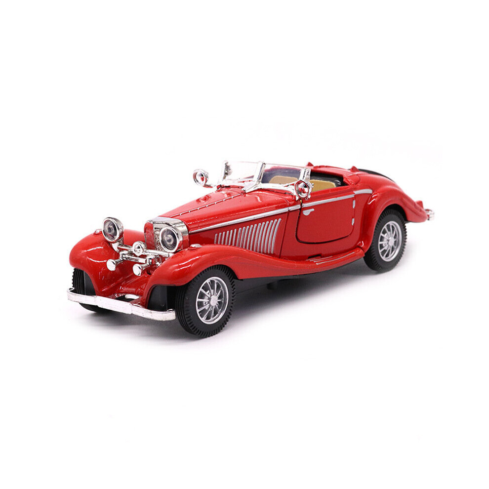 (Red) 1:28 Retro Classic Car Alloy Children's Toy Car Model Simulation Car Pull Back Car