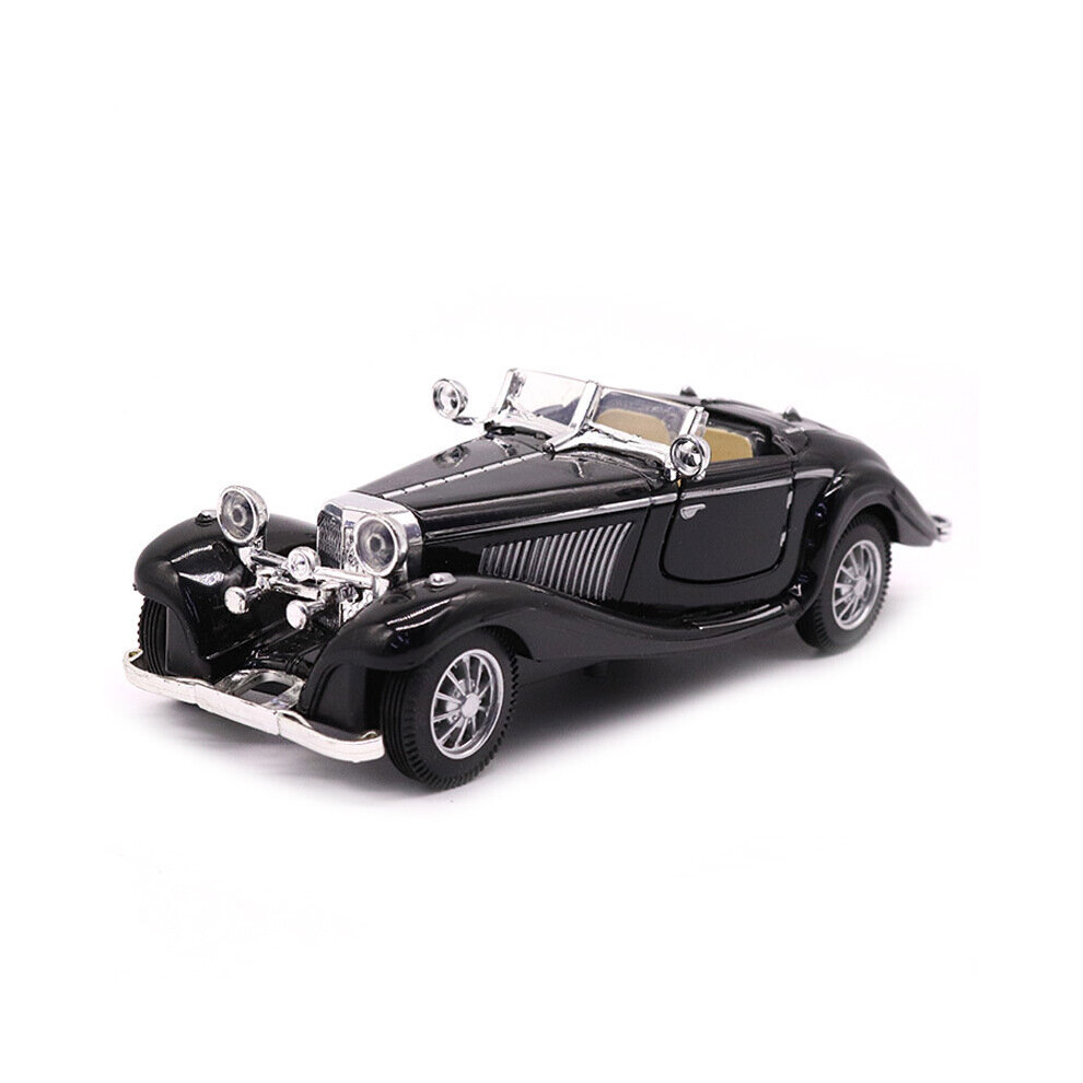 (Black) 1:28 Retro Classic Car Alloy Children's Toy Car Model Simulation Car Pull Back Car