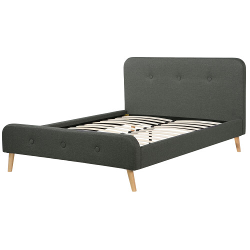 Beliani Fabric Double Bed Grey RENNES 2