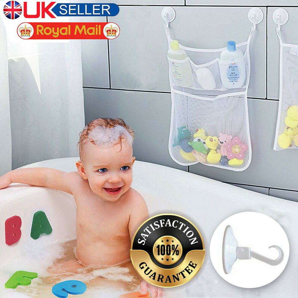 Baby Bath Bathtub Toy Mesh Net Storage Bag Suction Cup Shower Bathroom