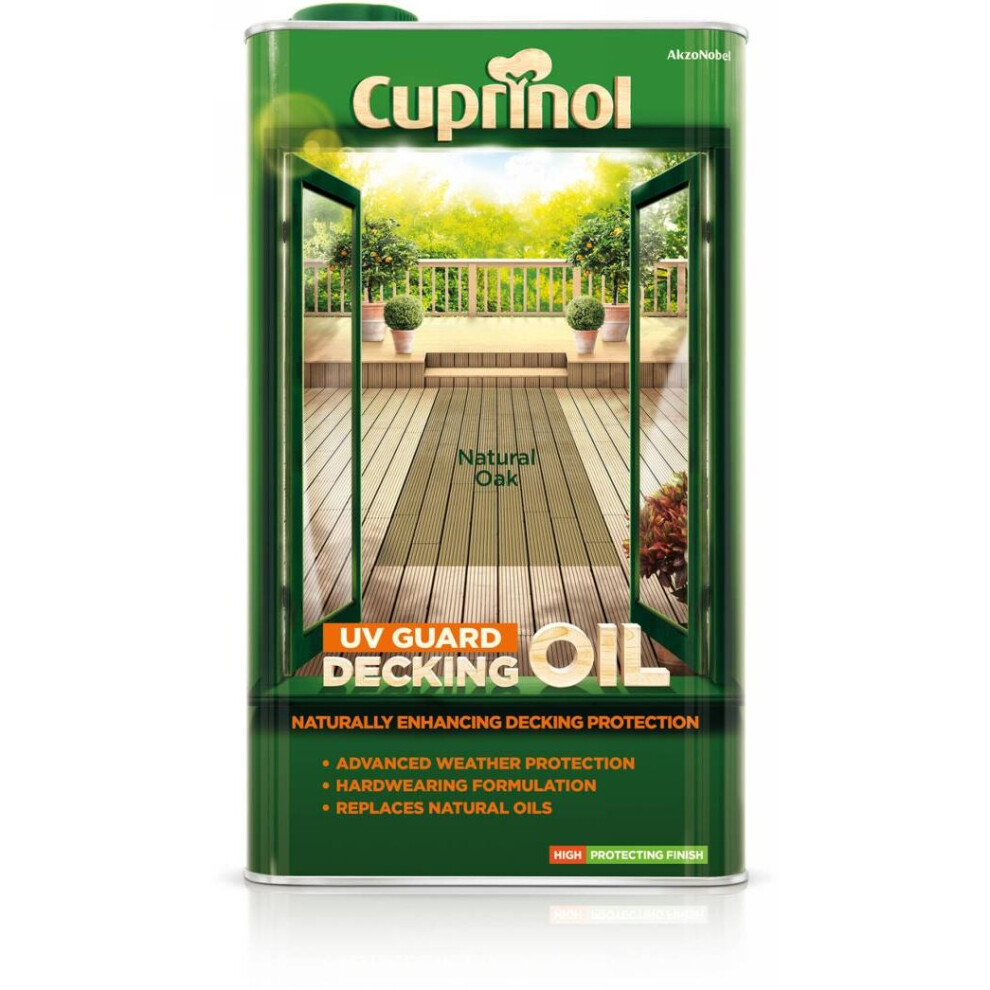 (Natural Oak) Cuprinol UV Guard Decking Oil 5L