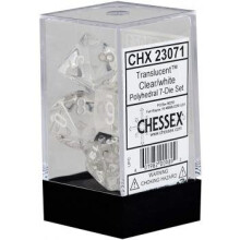 Chessex cHX23071 Polyhedral Würfel Set - Translucent klar & Weiß - 7 Stück