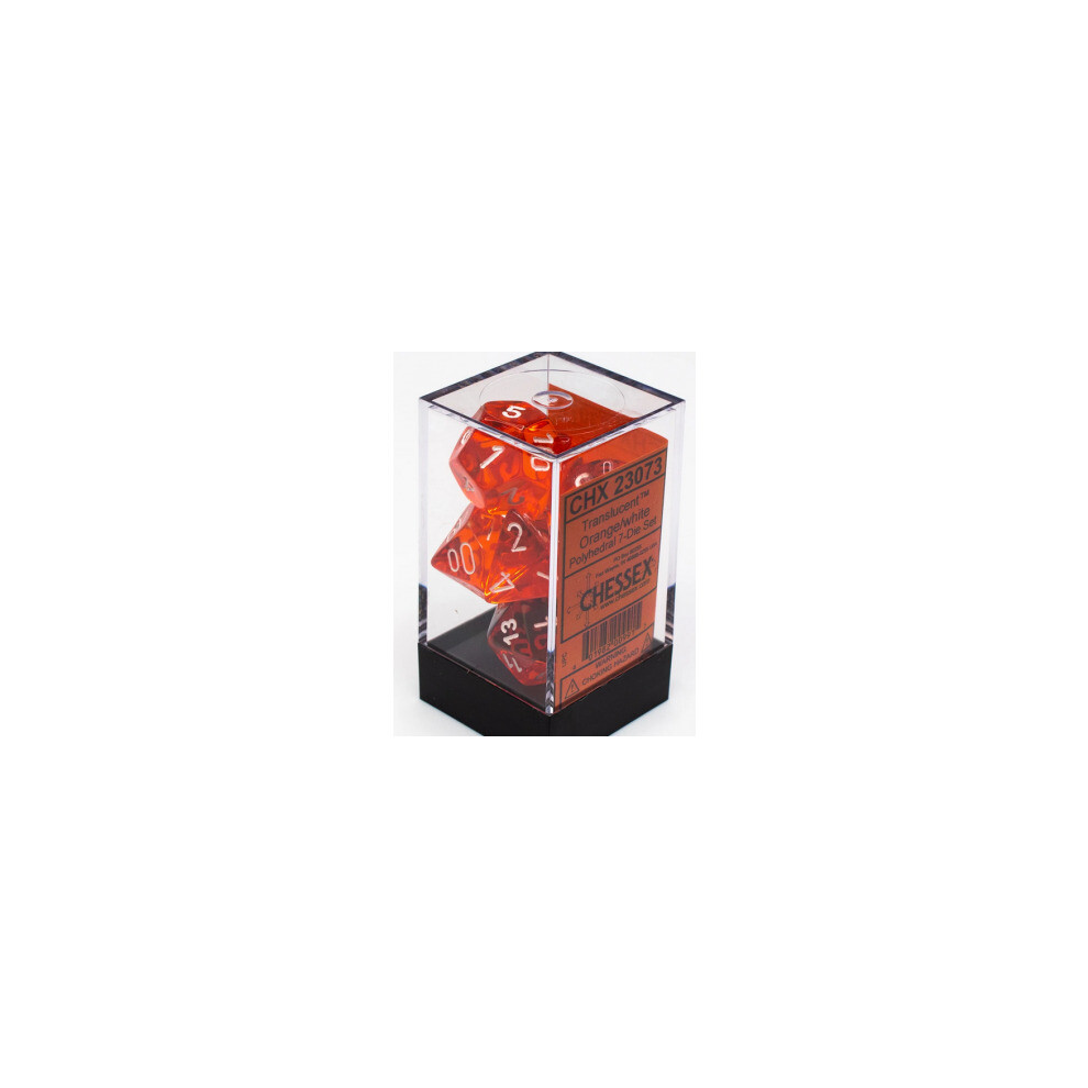 Photos - Other Toys Orange Chessex Translucent Polyhedral 7-Die Set  / White 23073 