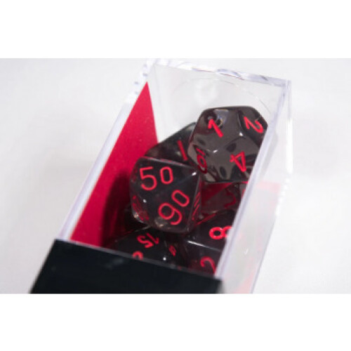 Chessex Translucent Polyhedral 7-Die Set Smoke / Red