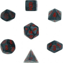 Chessex Velvet 7-Die Set Black With Red