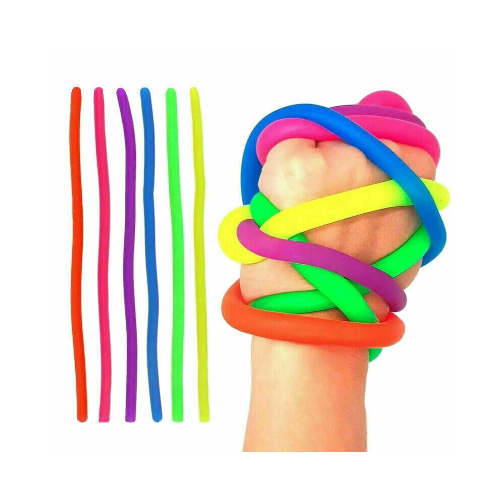 6X STRETCHY NOODLE STRINGS FIDGET TOY KIDS NEON SENSORY STRESS ANXIETY