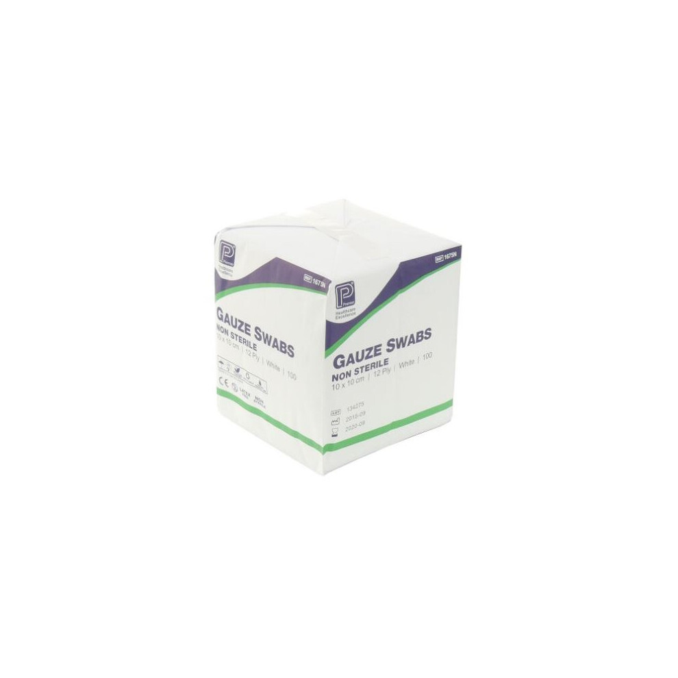 Premier Cotton Gauze Swab Bp 10Cm X 10Cm 12Ply Pm1675 Pack 100