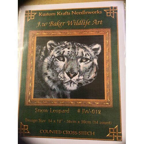 Snow Leopard Cross Stitch Chart Kustom Krafts JW-012