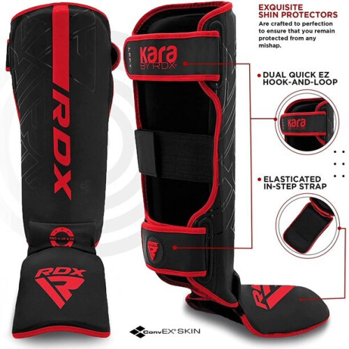 (Red, Large) RDX Shin Guards for Kickboxing, Muay Thai 2