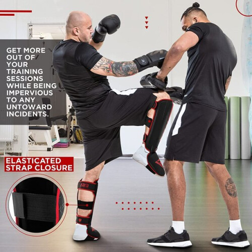 (Black, Xlarge) RDX Shin Guards for Kickboxing, Muay Thai 1
