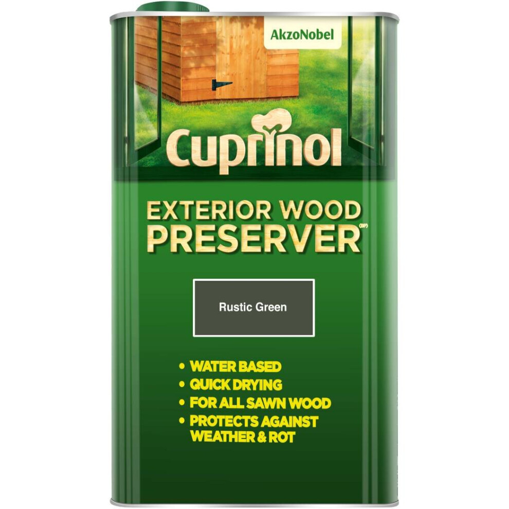 (Rustic Green) Cuprinol Exterior Wood Preserver 5L