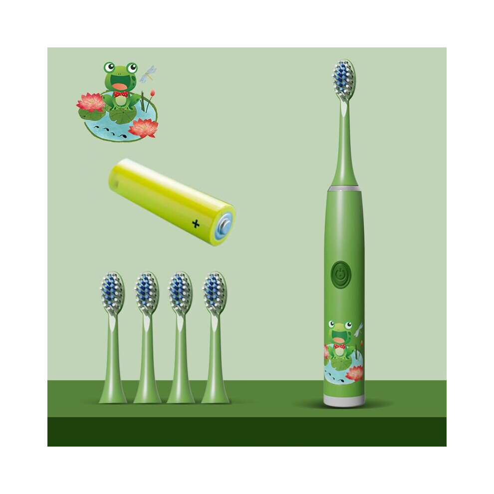 (Green) Children's Electric Toothbrush Automatic Battery Kids Baby Toddler Oral Care
