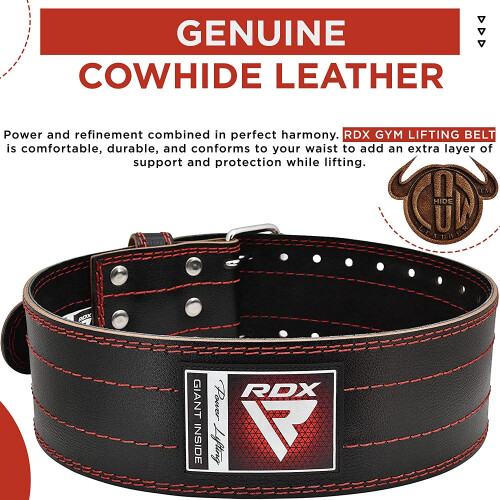 (Red, Large) RDX Weight Lifting Belt Powerlifting, 6mm 2