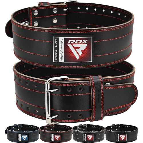 (Red, Large) RDX Weight Lifting Belt Powerlifting, 6mm