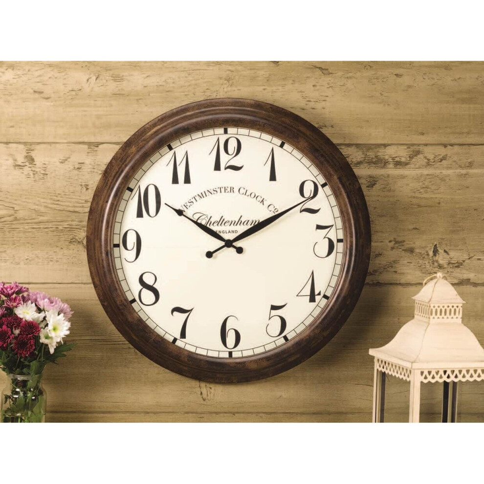 Wall Clock Garden Outdoor Indoor Cheltenham Round Huge 60cm - Brown - 5062040