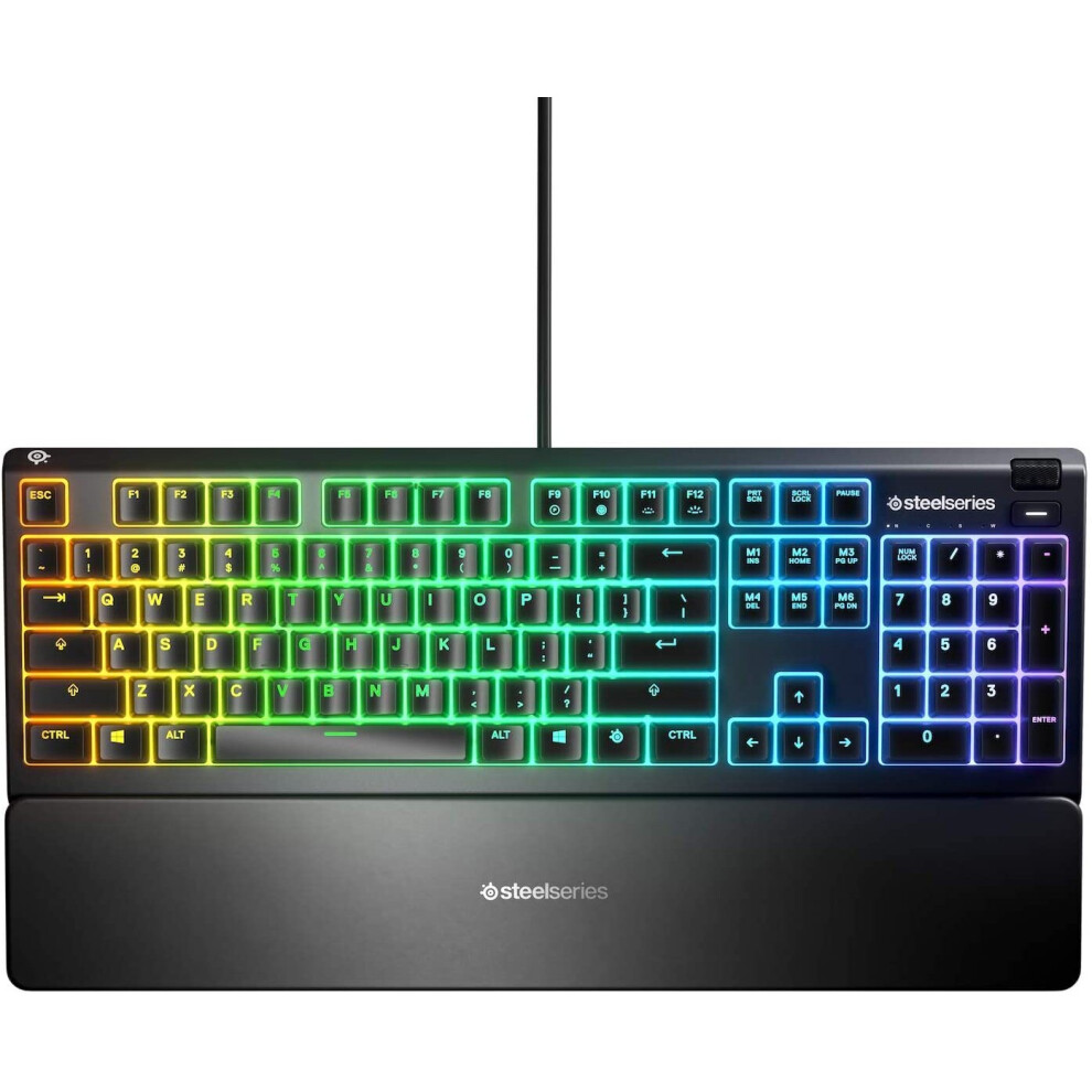 SteelSeries Apex 3 - RGB Gaming Keyboard - 10-Zone RGB Illumination - Premium Magnetic Wrist Rest - English QWERTY Layout