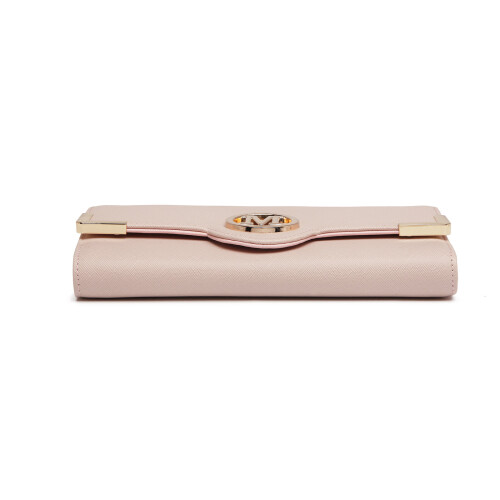 (Pink) LP2022 Leather Look Classic Long Purse 1