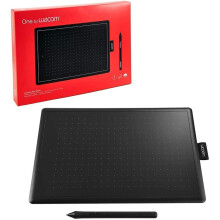 One by Wacom pen tablet with pressure-sensitive pen, compatible with Windows, Mac and Chromebook Small Black / Red