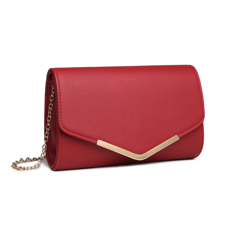 (Red) Miss Lulu LH2064 Vegan Envelope Clutch Bag