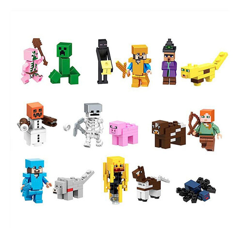 16Pcs Minecraft Blocks Figures Fit Building Characters Mini My Series 1
