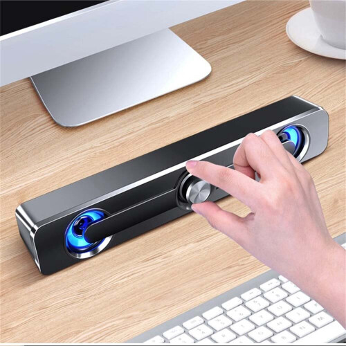 LED USB Wired Sound Bar Stereo Speakers TV Computer USB For PC Tablets 1