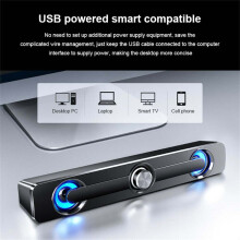 LED USB Wired Sound Bar Stereo Speakers TV Computer USB For PC Tablets