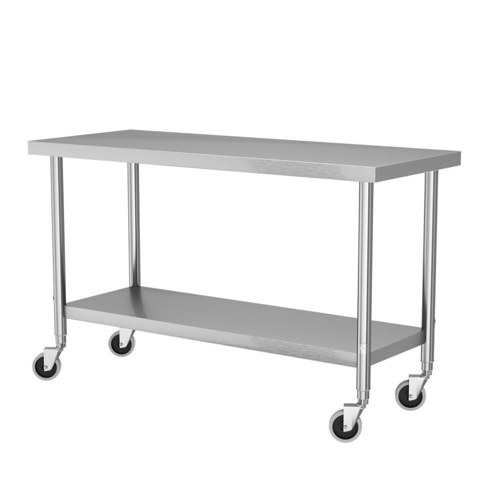 150x60x80CM Stainless Steel Working Table with Wheels