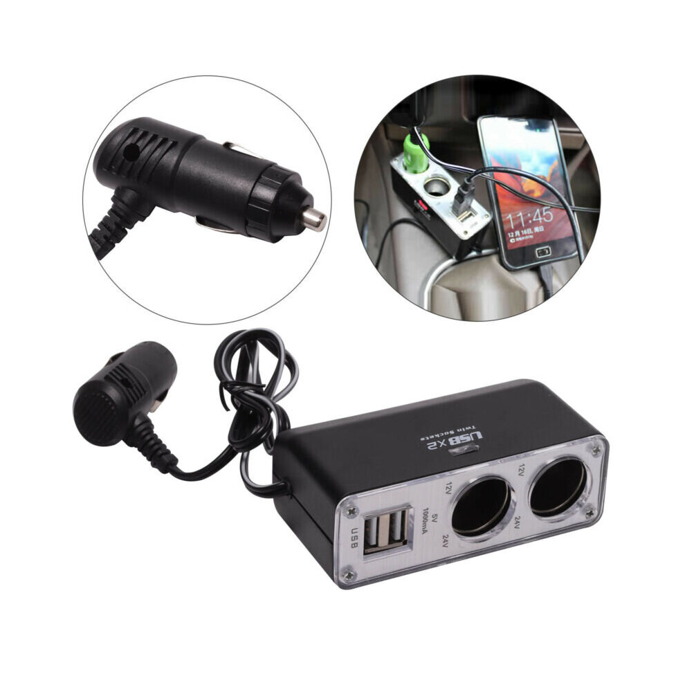 12v 2 Way Dual Port Car Cigarette Lighter Power Socket Charger Adapter