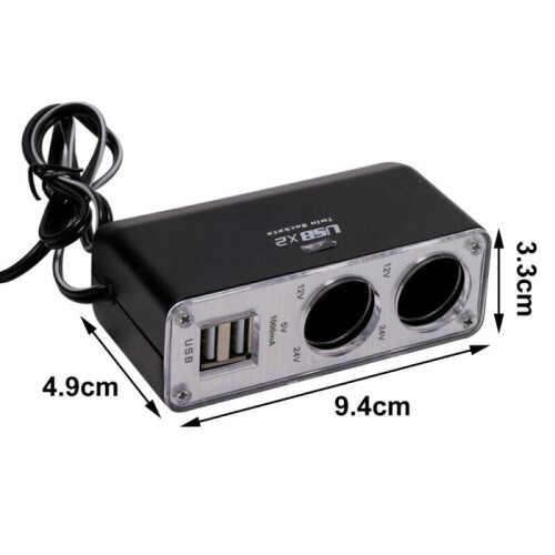 12v 2 Way Dual Port Car Cigarette Lighter Power Socket Charger Adapter 1