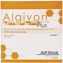 Algivon Plus Manuka Honey Wound Dressing 10cm x 10cm - Pack of 5
