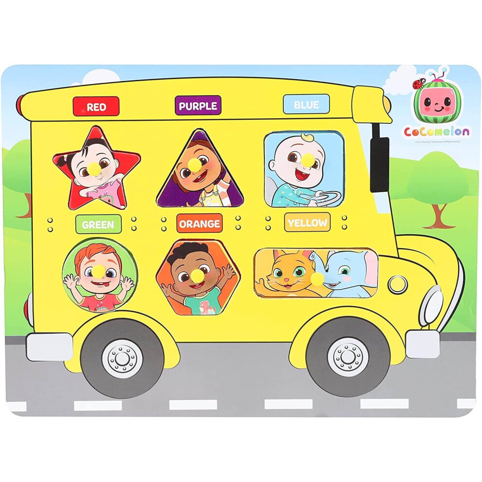 Cocomelon Wooden Bus Puzzle Peg Board