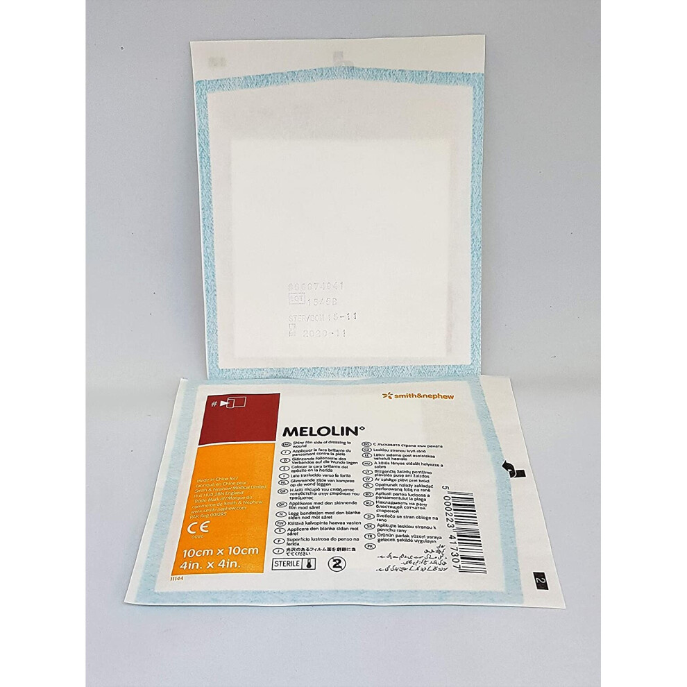 Smith & Nephew Melolin Sterile Dressings 10X10 Cm - Low-Adherent Absorbent Dressing, 50-Count For Light To Moderate Wounds (Abrasions, Sutured Wounds, Burns)